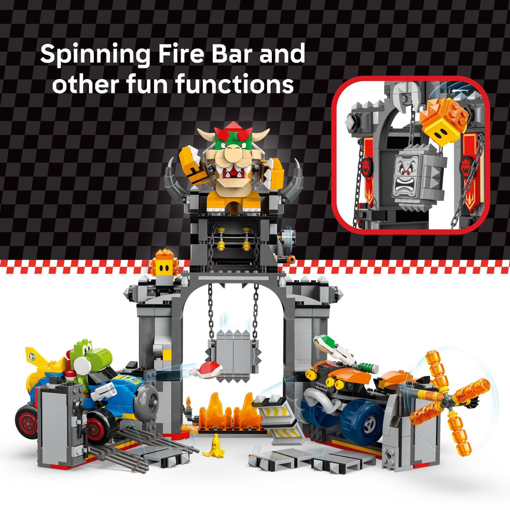 LEGO Mario Kart Thwomp plunge captures challenging racing hazards.
