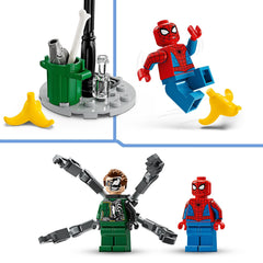 LEGO Marvel accessories scene featuring trash can, bottle, fish, bone, and banana for storytelling.