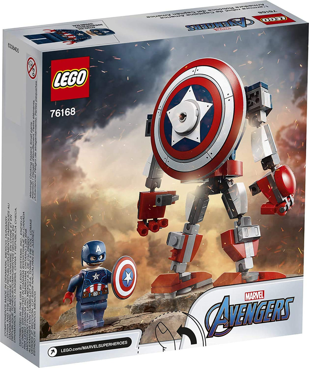LEGO Marvel Avengers mech armor with giant shield grip for dynamic battles