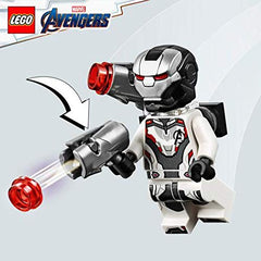 battle-scene view of lego marvel avengers war machine buster 76124 ready to play