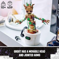 LEGO Marvel Dancing Groot nameplates front personalize the pot for different looks.