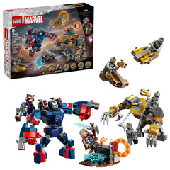 LEGO Marvel Endgame Iron Patriot mech in action for cinematic play