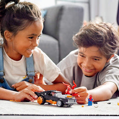 LEGO Ghost Rider car with 3-stud shooter boosts action building.
