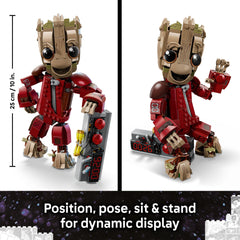 LEGO Groot stands over 10 inches tall for a striking shelf display