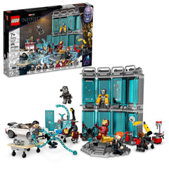 LEGO Marvel Iron Man Armory room with high-tech suits for imaginative play