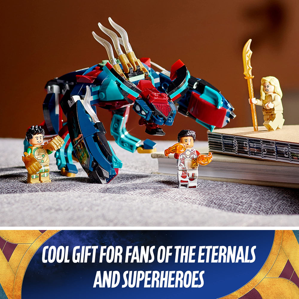 LEGO Marvel Makkari minifigure enables rapid chase scenes for imaginative storytelling.