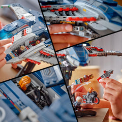 LEGO Marvel Quinjet weapons storage keeps accessories organized during battles.