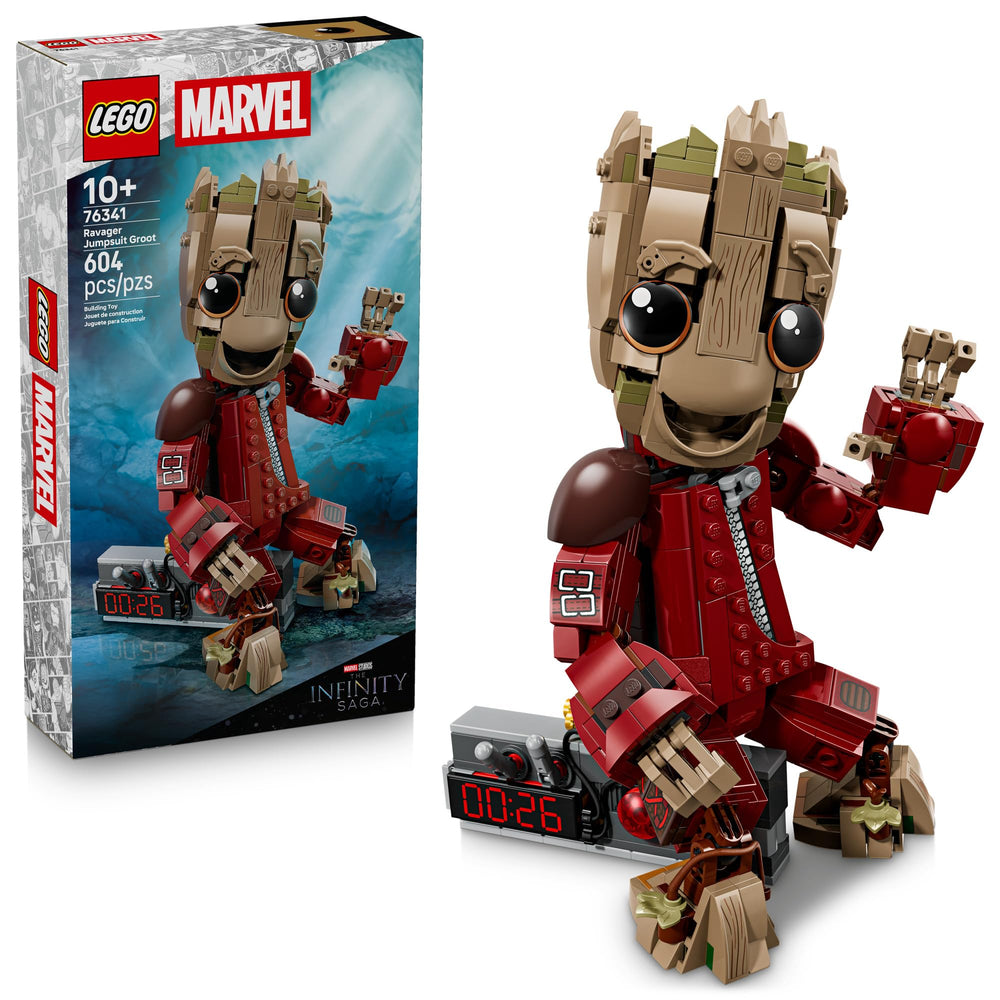 LEGO Marvel Ravager Jumpsuit Groot poseable figure for display and play