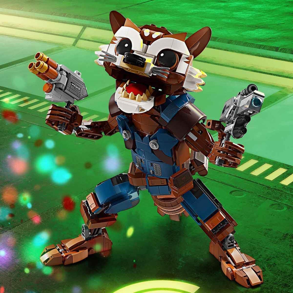LEGO Marvel Rocket and Baby Groot box includes 566 pieces.