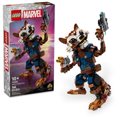 LEGO Marvel Rocket & Baby Groot figure, premium poseable action toy for imaginative play and display