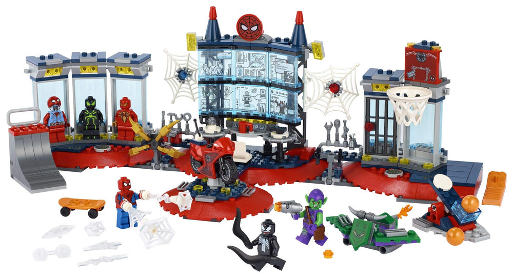 LEGO Marvel Spider-Man Attack on the Spider Lair 76175 interior detail reveals a high-tech hangout.