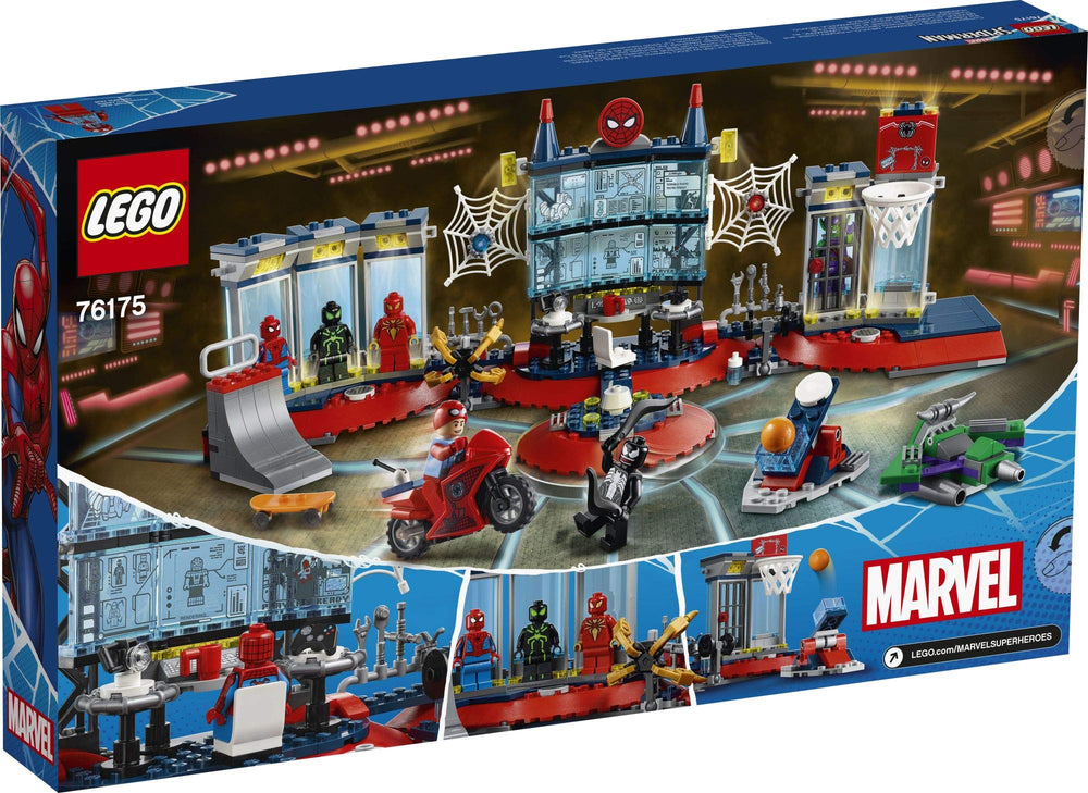 LEGO Marvel Spider-Man Attack on the Spider Lair 76175 motorbike and Iron Spider Suit enable dynamic missions.