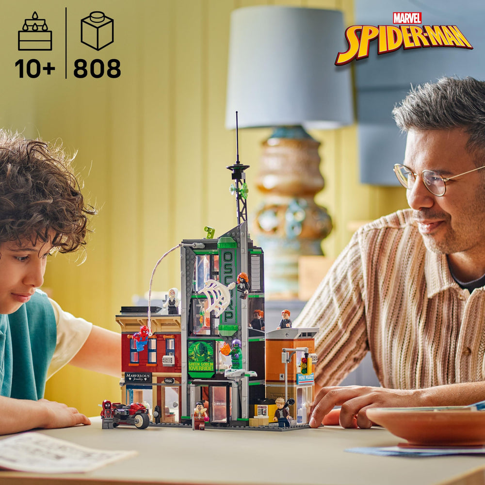 LEGO Spider-Man vs Oscorp interior rooms with authentic accessories