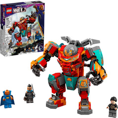 LEGO Marvel Sakaarian Iron Man car features fast, armor-ready design for race-ready adventures.