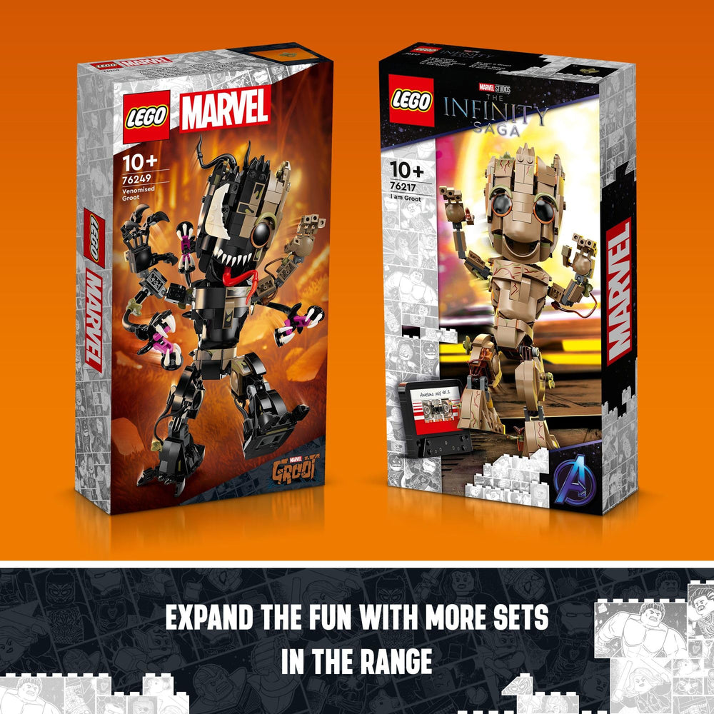 LEGO Marvel Venomized Groot portable play companion for adventures.