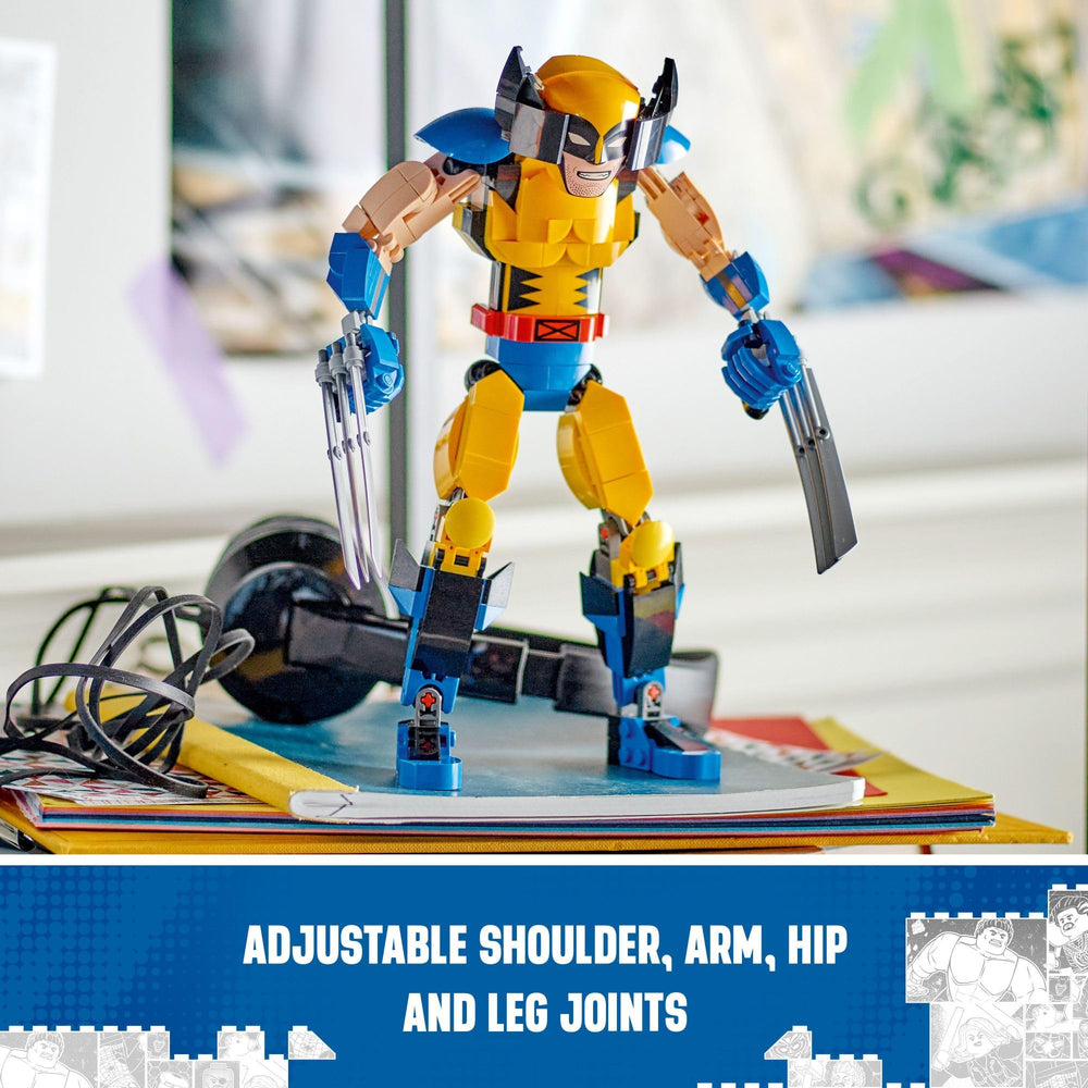LEGO Builder app view enables 3D exploration of the Wolverine figure.