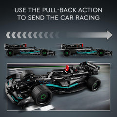LEGO Technic Mercedes-AMG F1 W14 E rear view reveals accurate proportions and build cues