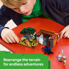 LEGO Minecraft Armadillo Mine Expedition 21269 TNT lever reveals terrain and ore during play.
