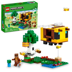 LEGO Minecraft The Bee Cottage house with bee figures for imaginative building play.