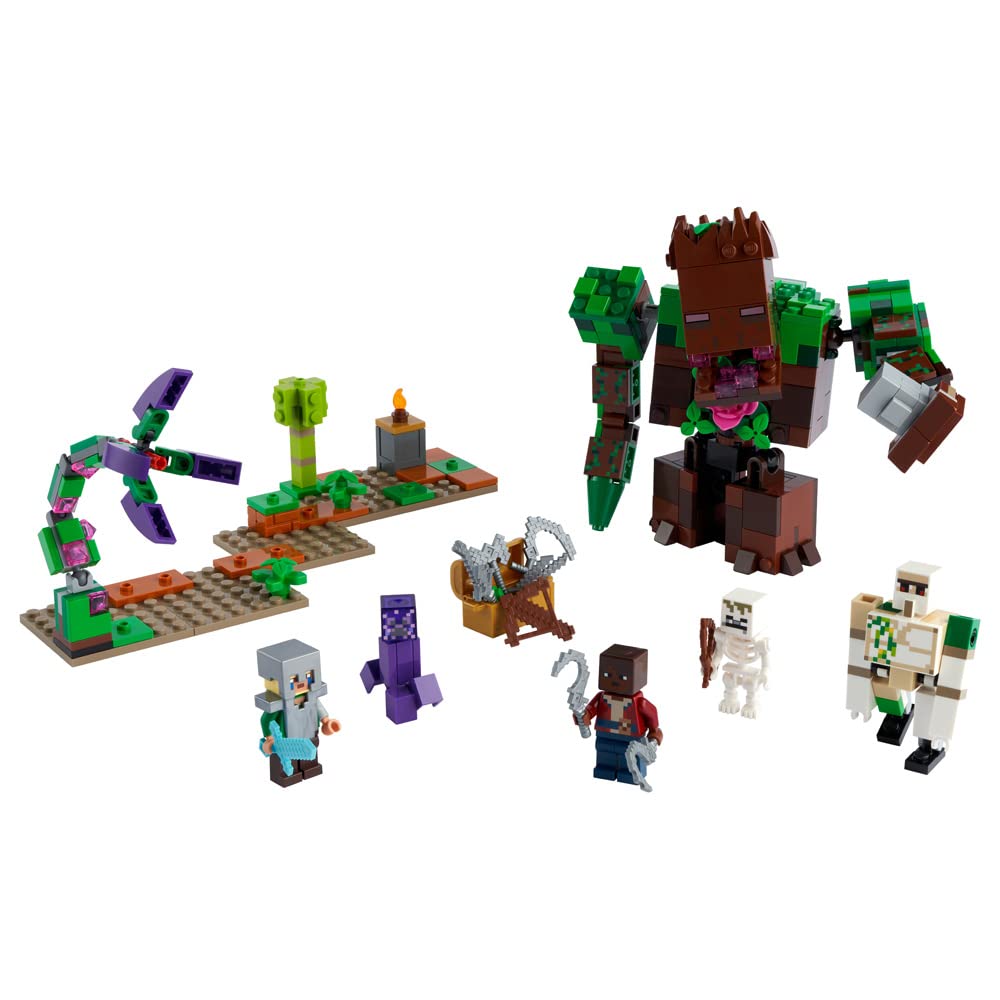 LEGO Minecraft Jungle Abomination 21176 opening mouth for interactive monster moments.