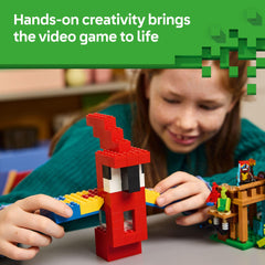 LEGO Minecraft Parrot Houses accessories include swords, jukebox, map for adventures