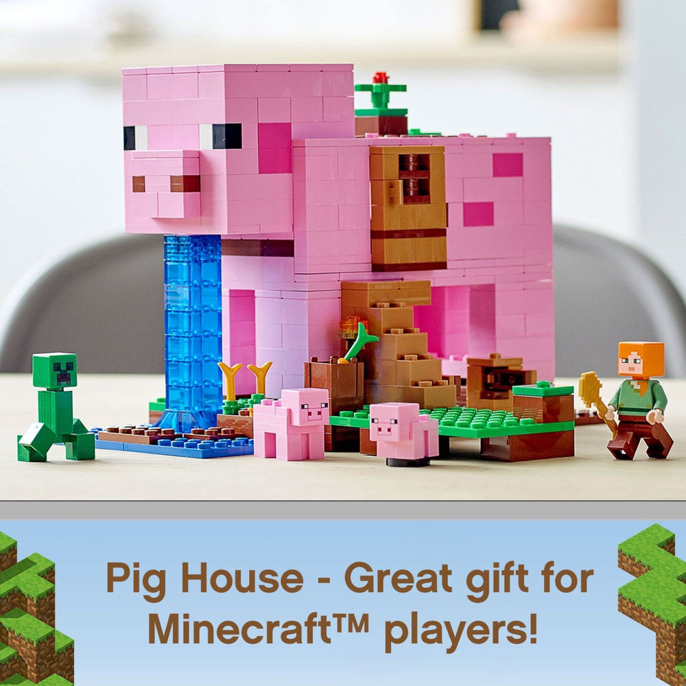The pig house side opening invites interior exploration during Minecraft-inspired play