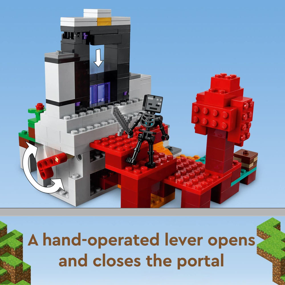 LEGO Minecraft The Ruined Portal netherite armor crafting scene inspires imagination