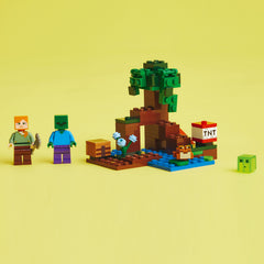 LEGO Minecraft Swamp Adventure: frog on a lily pad adds nature-themed ambience