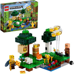 LEGO Minecraft The Bee Farm features angry bees in flight for dynamic action