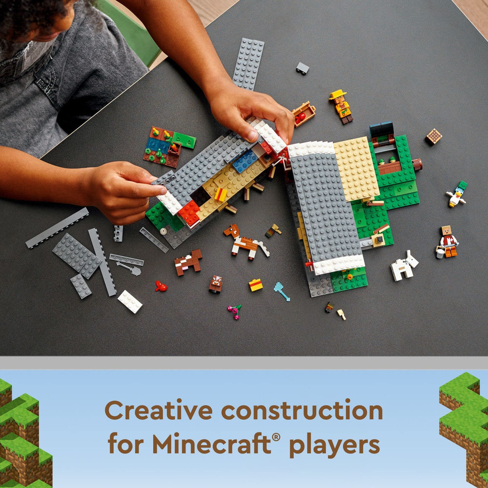 LEGO Minecraft The Red Barn set comes with crafting box and tools for creative roles.