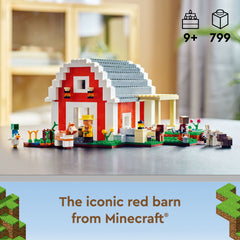 LEGO Minecraft The Red Barn open barn reveals interior bedrooms and stables for storytelling.