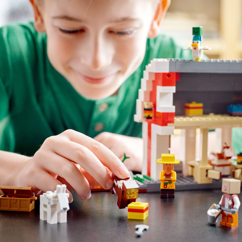Inside stables and crafting area of LEGO Minecraft The Red Barn 21187 for storytelling