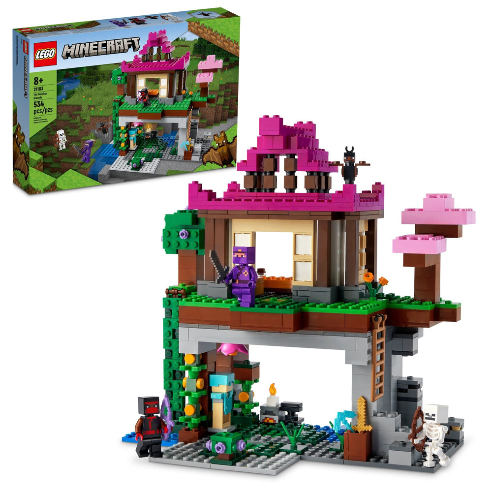 LEGO Minecraft Training Grounds house with dojo and cave for imaginative building adventures.
