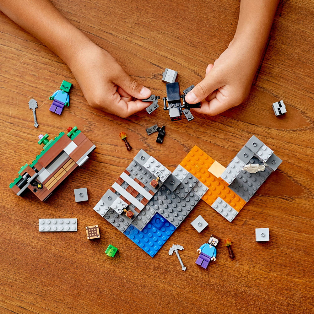LEGO Minecraft zombie figure amid the cave setting for action-packed storytelling.