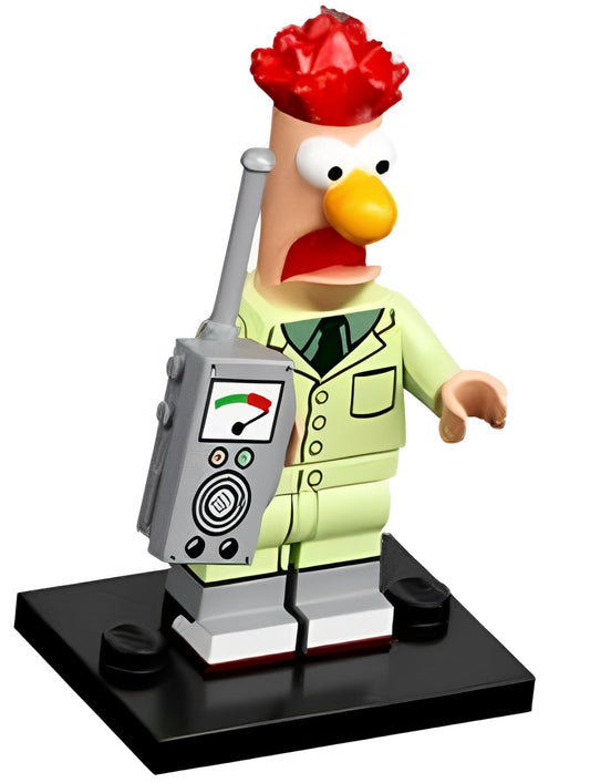 LEGO Beaker minifigure with purple cape enhances display and collection