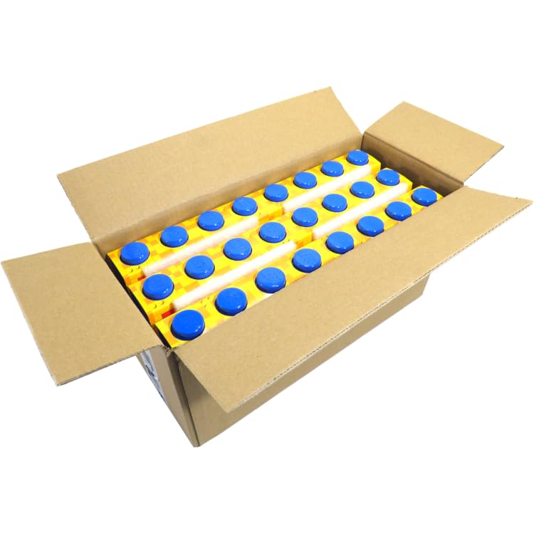 LEGO Minifigure Display Case 16 blue open doors for easy access to figures.