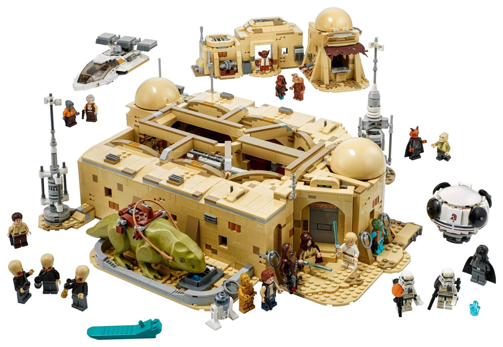 LEGO Mos Eisley Cantina roof removed — easy interior access for play and display