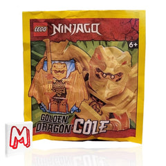 LEGO NINJAGO Cole Golden Dragon figure pose for shelf display.