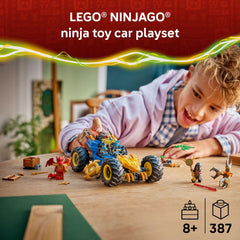LEGO NINJAGO Jay’s Transforming Car in dragon mode showcases dragon head and claws.
