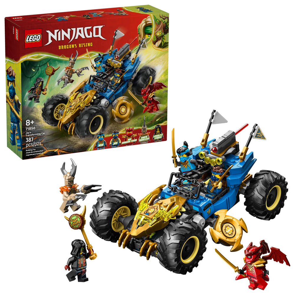 LEGO NINJAGO Jay’s Transforming Car in regular mode for quick-action play.