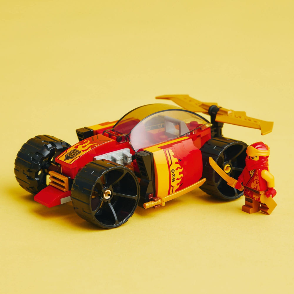 LEGO NINJAGO car in 2in1 mode after swapping wheels for street racing.