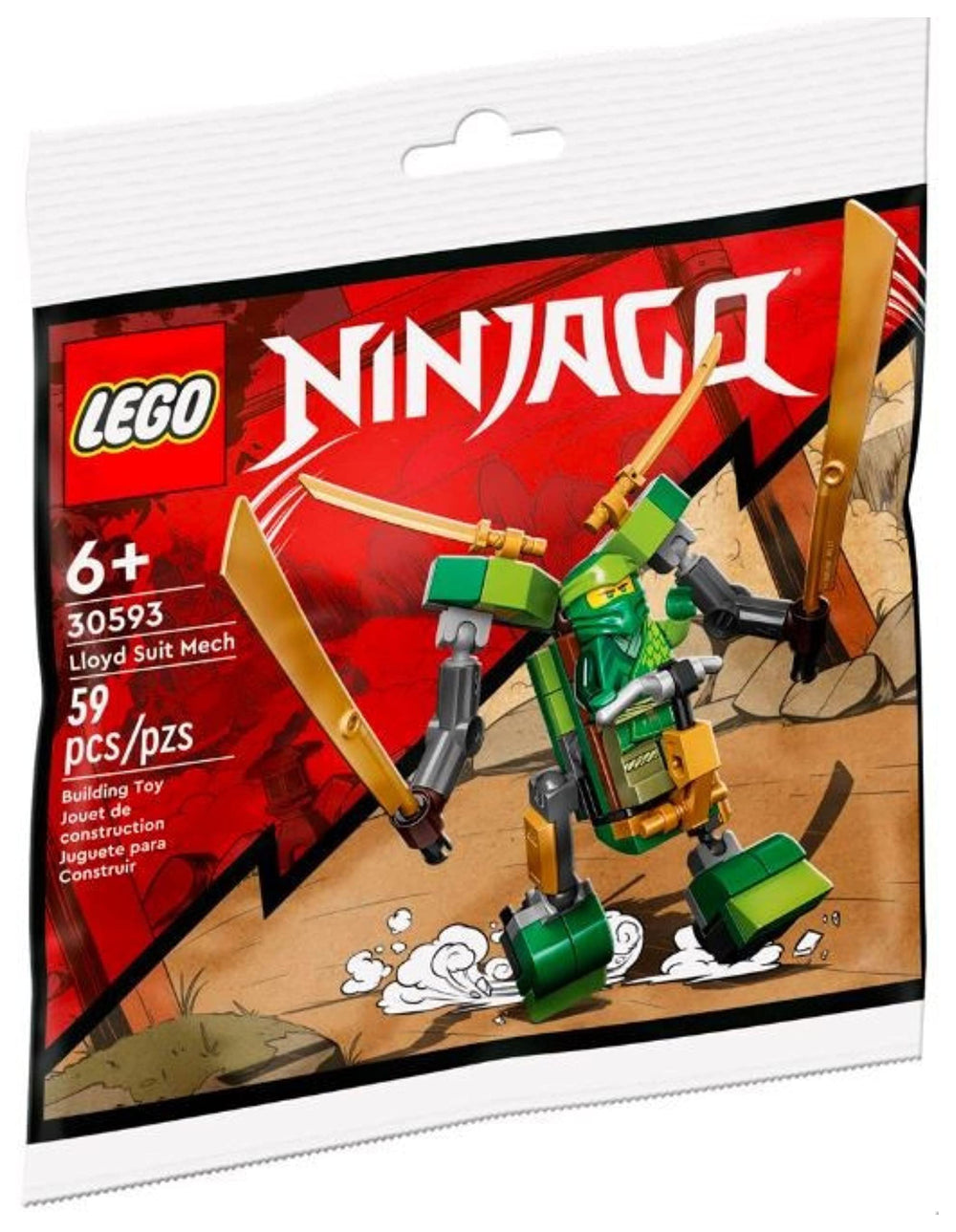 LEGO Ninjago Lloyd suit-mech polybag figure for display and play.