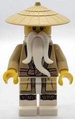 LEGO Ninjago Sensei Wu with battle staff for dynamic poses.