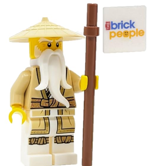 LEGO Ninjago Sensei Wu minifigure in tan robes for authentic display in LEGO sets.