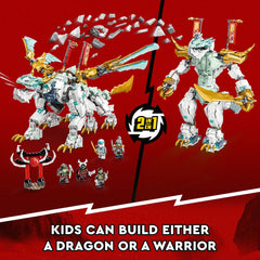LEGO NINJAGO Zane and Pixal minifigures for ninja battles.