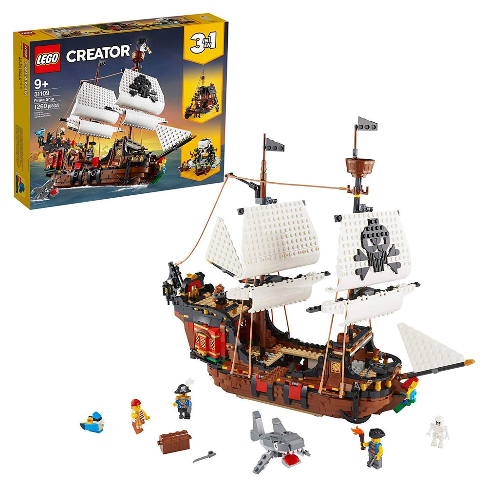 LEGO 31109 cannons fire for swashbuckling action.