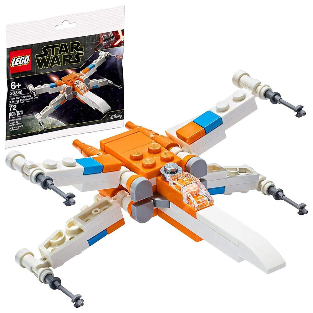 LEGO Poe Dameron's X-Wing Starfighter polybag for display and collection.