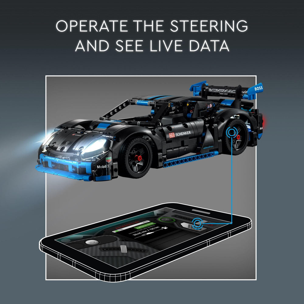 LEGO Porsche GT4 e-Performance open-doors angle for interactive posing
