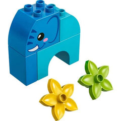 LEGO Premier Elephant with two flowers for color storytelling and early imagination.