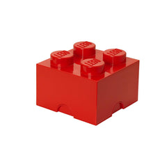 LEGO Room Copenhagen Brick Box 4 in Bright Red, side view highlighting sturdy storage.